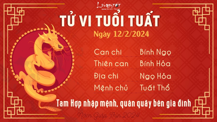 Tử vi hàng ngày 12/2/2024 của 12 con giáp - Tuất Tu vi hang ngay 12/2/2024 cua 12 con giap - Tuat