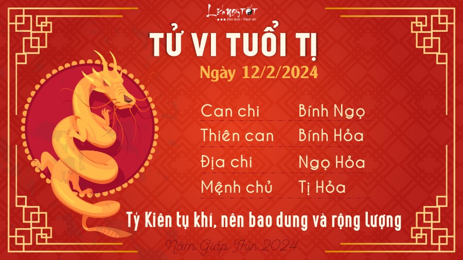 Tử vi hàng ngày 12/2/2024 của 12 con giáp - Tị Tu vi hang ngay 12/2/2024 cua 12 con giap - Ti
