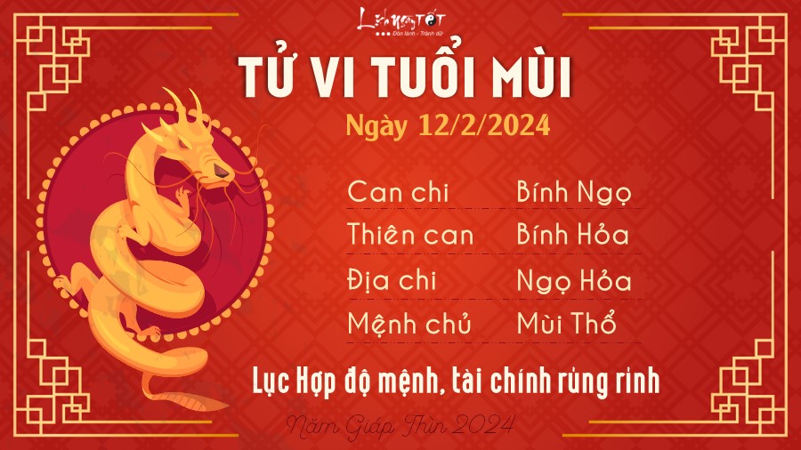 Tử vi hàng ngày 12/2/2024 của 12 con giáp - Mùi Tu vi hang ngay 12/2/2024 cua 12 con giap - Mui