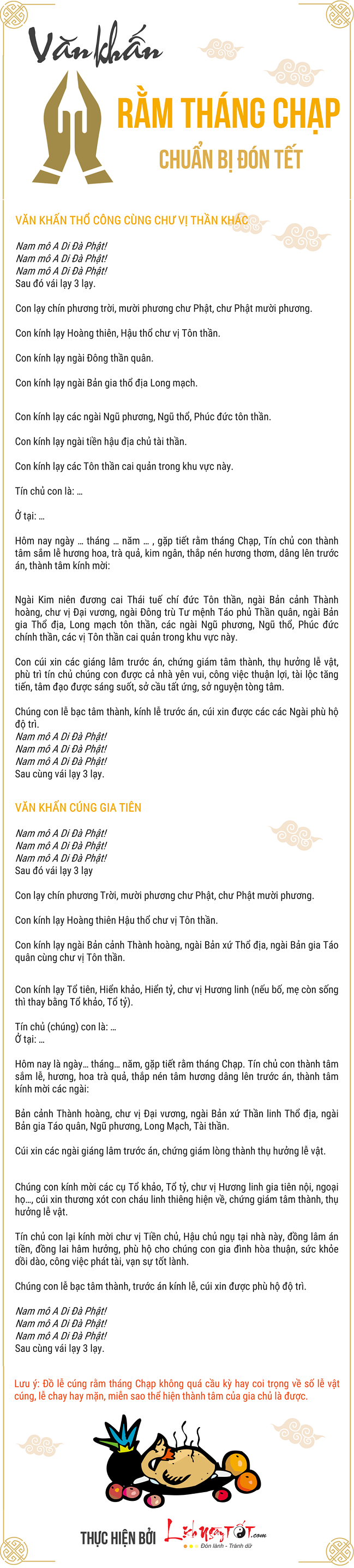 Bài khấn rằm tháng chạp đúng chuẩn văn khấn cổ truyền Bai khan ram thang chap dung chuan van khan co truyen