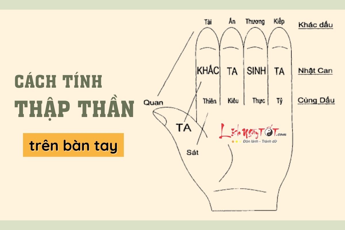 Cách tính Thập Thần trên bàn tay Cach tinh Thap Than tren ban tay