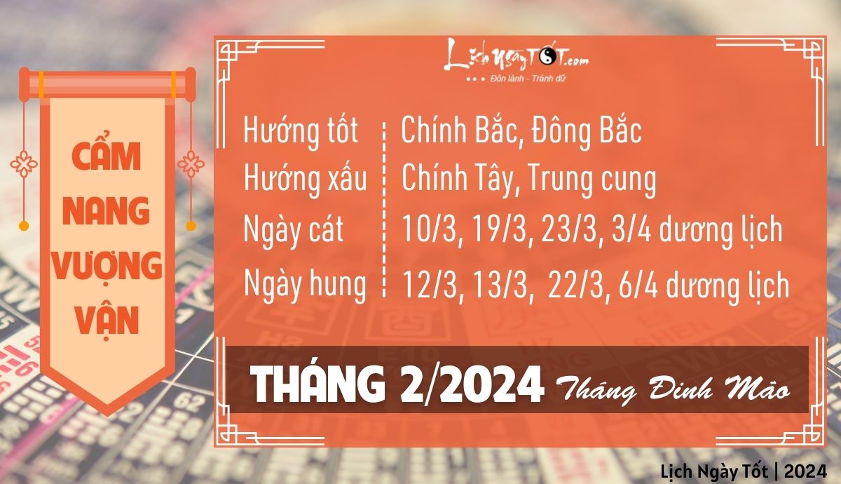 Cẩm nang vượng vận tháng 2/2024 âm lịch Cam nang vuong van thang 2/2024 am lich