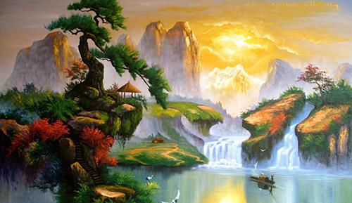 treo tranh sơn thủy ở tài vị treo tranh son thuy o tai vi