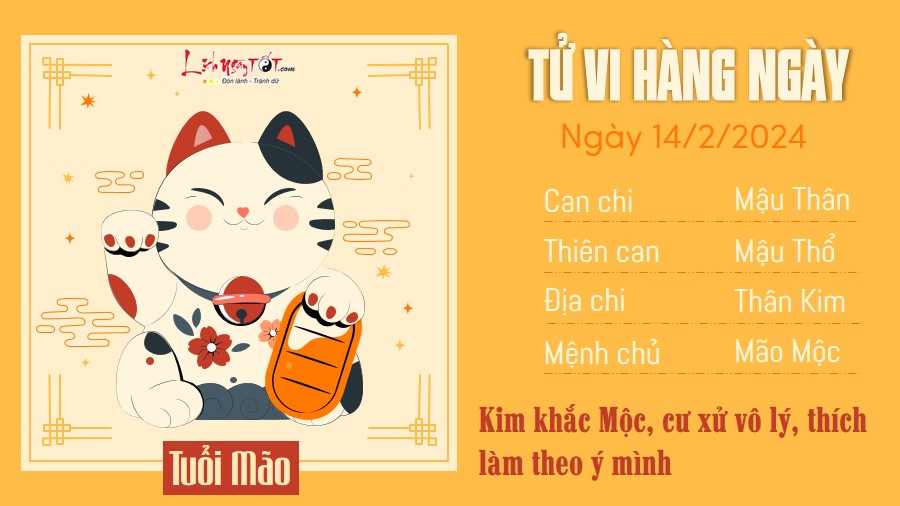 Tu vi hang ngay 14/2/2024 - Mao