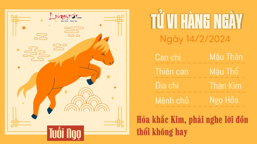 Tu vi hang ngay 14/2/2024 - Ngo