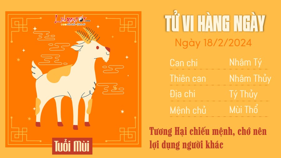 Tu vi hang ngay 18/2/2024 - Mui