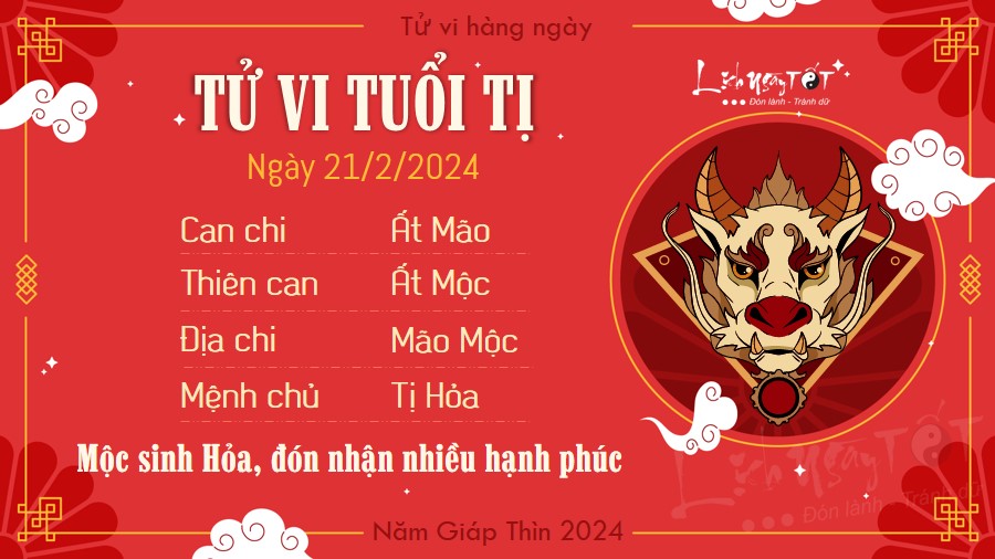 Tử vi hàng ngày 21/2/2024 - Tị Tu vi hang ngay 21/2/2024 - Ti