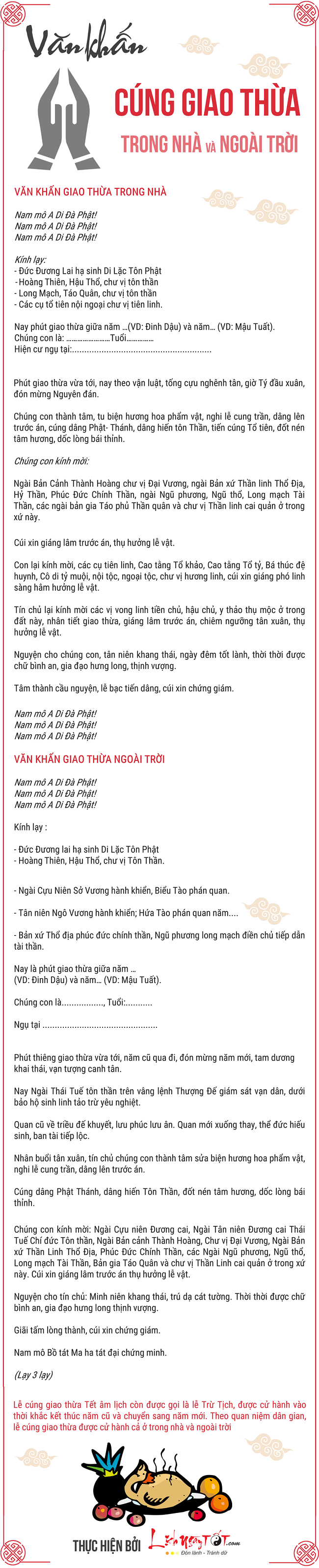 Văn khấn giao thừa trong nhà và giao thừa ngoài trời đúng chuẩn Van khan giao thua trong nha va giao thua ngoai troi dung chuan