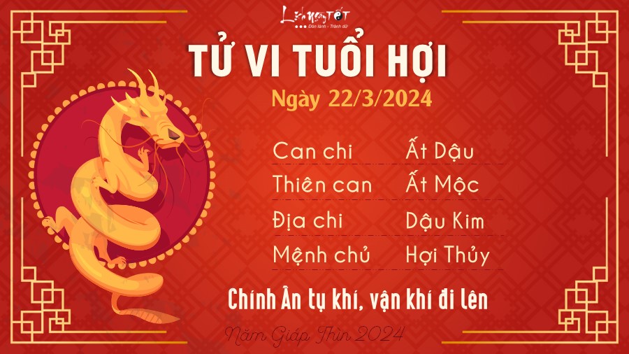 Tử vi hàng ngày 22/3/2024 của 12 con giáp - Hợi Tu vi hang ngay 22/3/2024 cua 12 con giap - Hoi