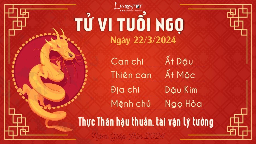 Tử vi hàng ngày 22/3/2024 của 12 con giáp - Ngọ Tu vi hang ngay 22/3/2024 cua 12 con giap - Ngo