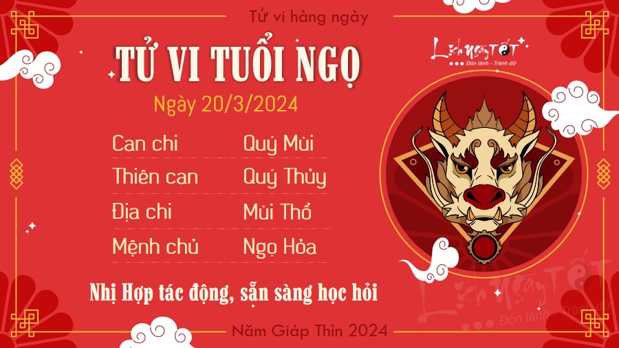 Tử vi hàng ngày 20/3/2024 - Ngọ Tu vi hang ngay 20/3/2024 - Ngo