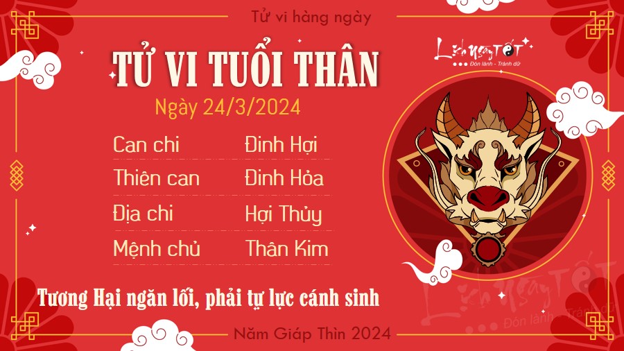 Tử vi hàng ngày 24/3/2024 - Thân Tu vi hang ngay 24/3/2024 - Than