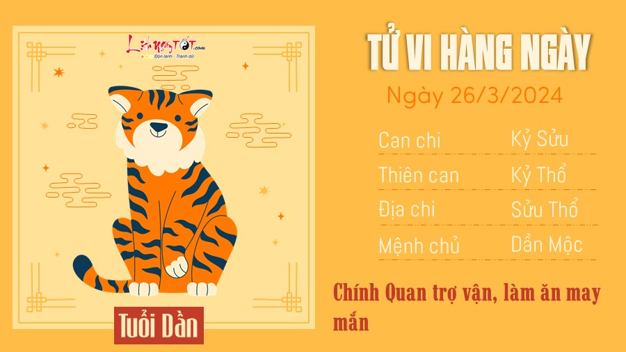 Tử vi hàng ngày 26/3/2024 - Dần Tu vi hang ngay 26/3/2024 - Dan