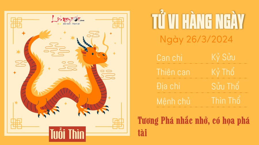 Tử vi hàng ngày 26/3/2024 - Thìn Tu vi hang ngay 26/3/2024 - Thin
