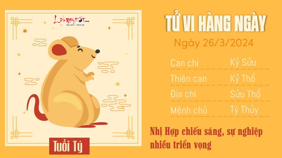 Tử vi hàng ngày 26/3/2024 - Tý Tu vi hang ngay 26/3/2024 - Ty