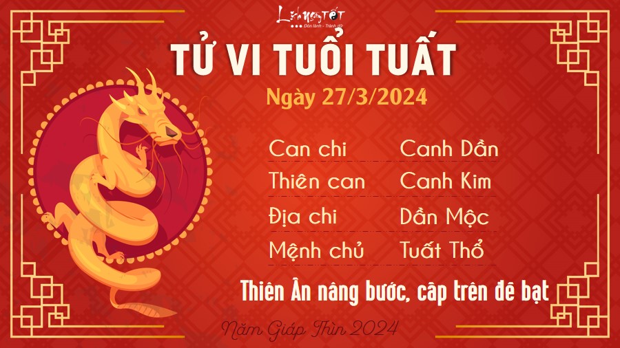 Tử vi hàng ngày 27/3/2024 - Tuất Tu vi hang ngay 27/3/2024 - Tuat