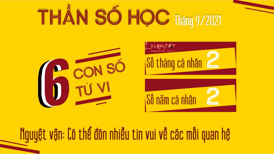 Xem bói ngày sinh tháng 9/2021 - Số tử vi 6