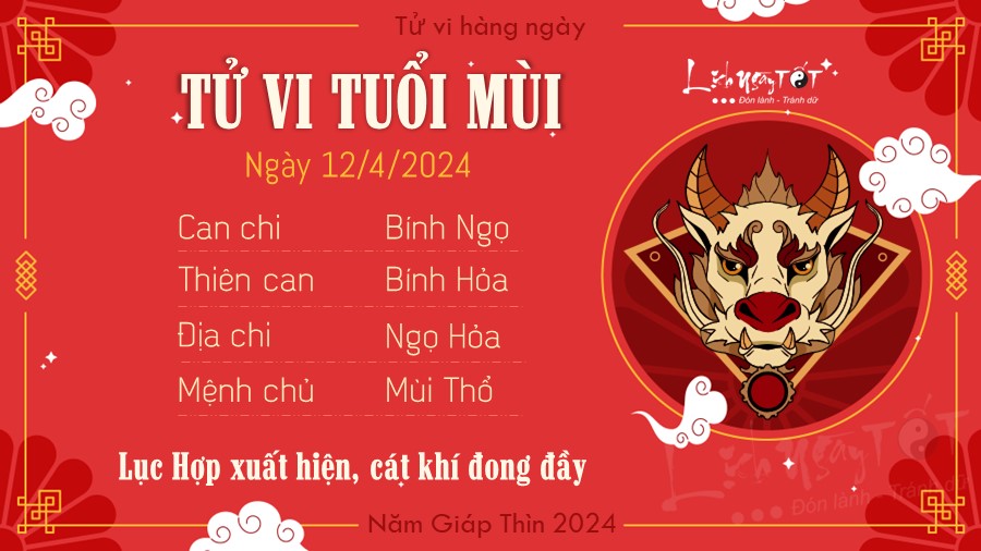Tử vi hàng ngày 12/4/2024 của 12 con giáp - Mùi Tu vi hang ngay 12/4/2024 cua 12 con giap - Mui