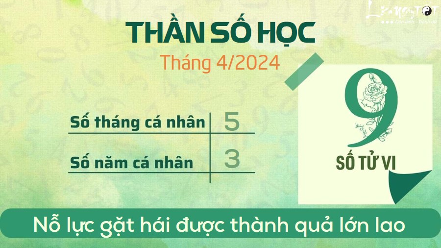 Bói thần số học tháng 4/2024 - Số 9 Boi than so hoc thang 4/2024 - So 9