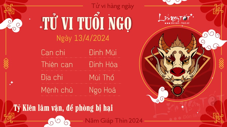 Tu vi hang ngay 13/4/2024 tuoi Ngo