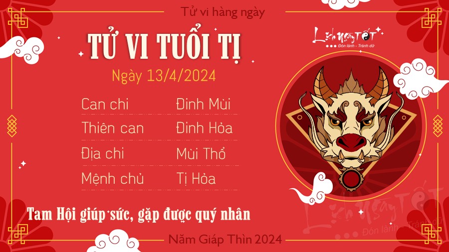 Tu vi hang ngay 13/4/2024 tuoi Ti