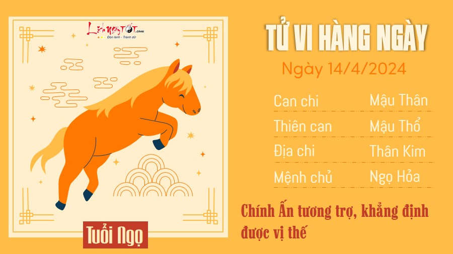 Tu vi hang ngay 14/4/2024 - Ngo