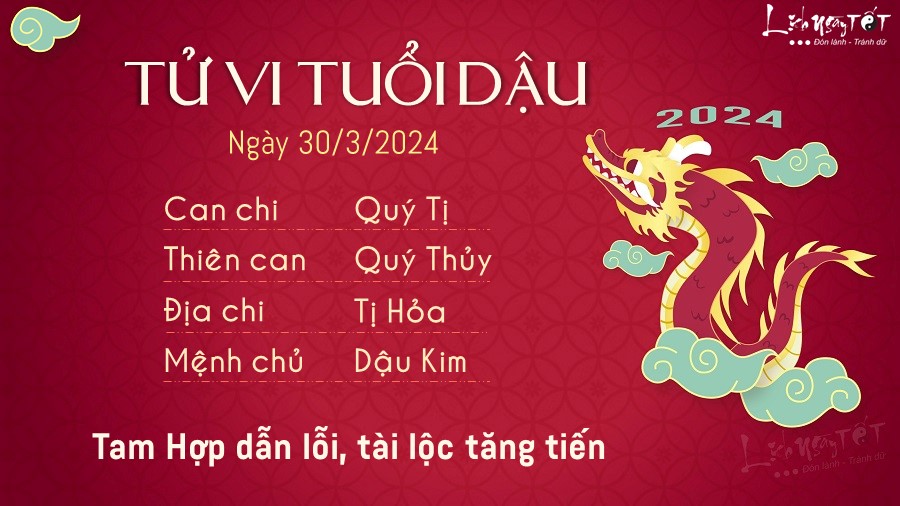 Tử vi hàng ngày 30/3/2024 tuổi Dậu Tu vi hang ngay 30/3/2024 tuoi Dau