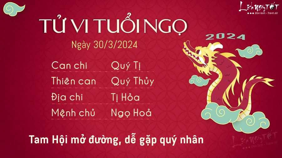 Tử vi hàng ngày 30/3/2024 tuổi Ngọ Tu vi hang ngay 30/3/2024 tuoi Ngo