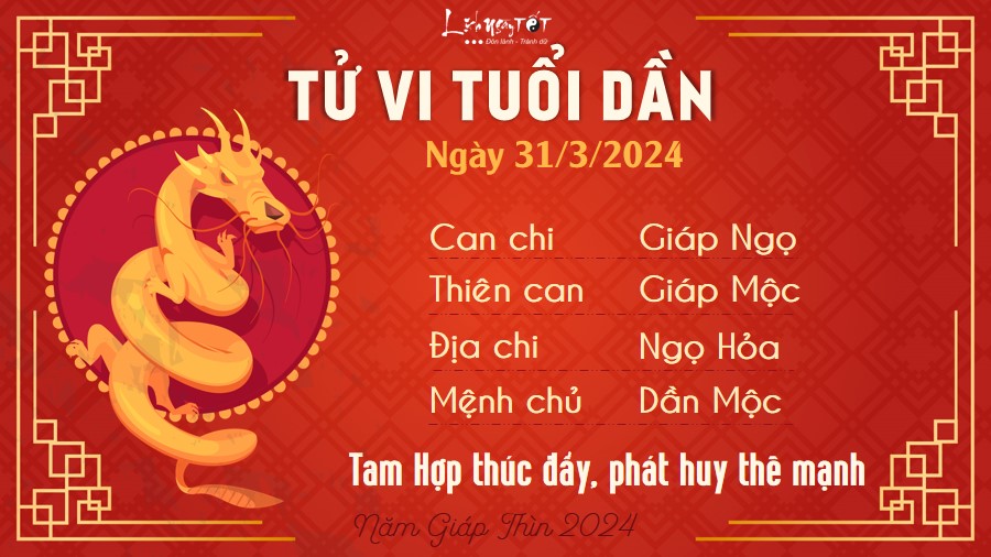 Tử vi hàng ngày 31/3/2024 - Dần Tu vi hang ngay 31/3/2024 - Dan
