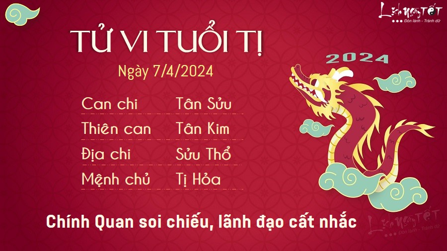 Tử vi hàng ngày 7/4/2024 - Tị Tu vi hang ngay 7/4/2024 - Ti