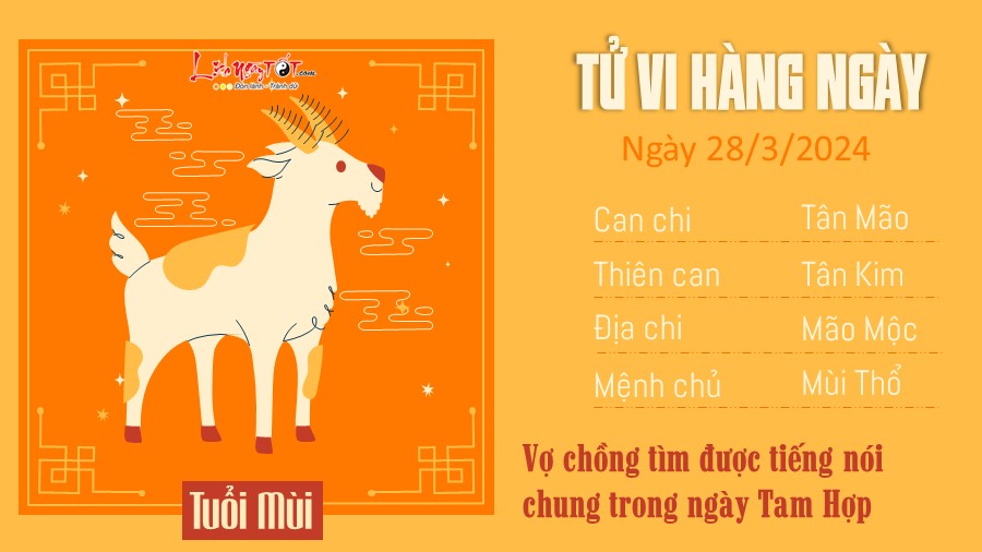 Tử vi ngày 28/3/2024 của 12 con giáp - Tuổi Mùi Tu vi ngay 28/3/2024 cua 12 con giap - Tuoi Mui